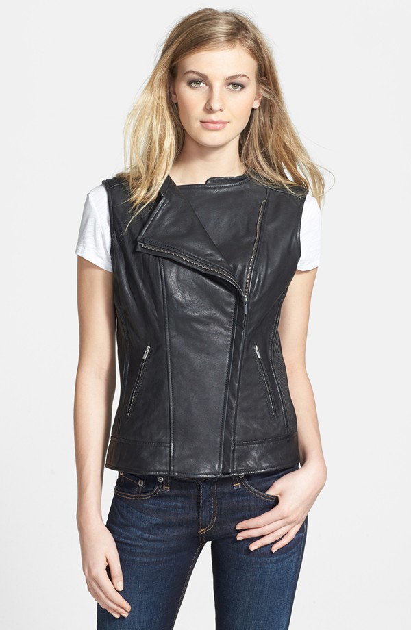 Lamarque 'Lauren' Asymmetrical Leather Vest